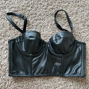 Victoria's Secret Black Bustier Pleather Corset Top